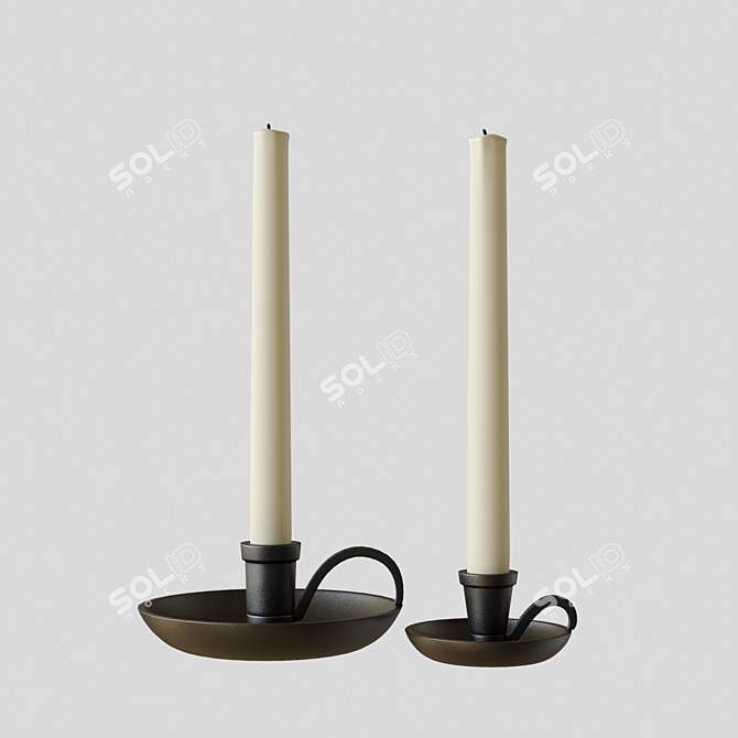 Archer Bronze Candlestick Holder - Elegant & Versatile 3D model image 6