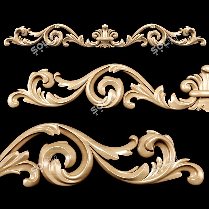 Elegant Carved Trim 3D model image 1