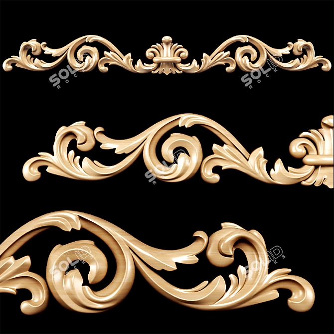 Elegant Carved Trim 3D model image 2