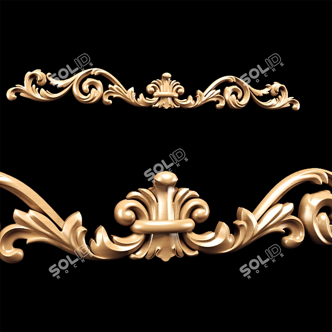 Elegant Carved Trim 3D model image 3