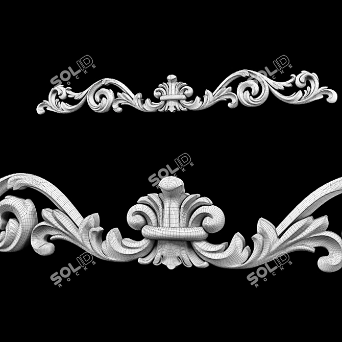 Elegant Carved Trim 3D model image 6