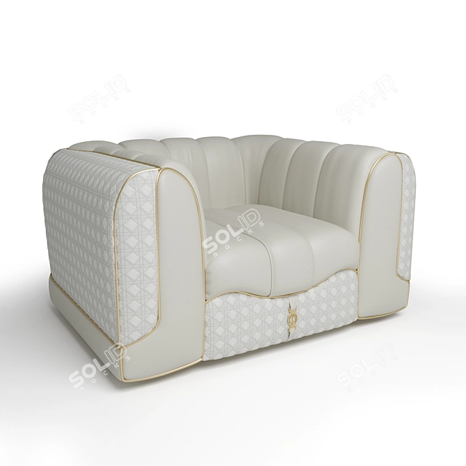 Luxurious Quilted Charactere Armchair 3D model image 7