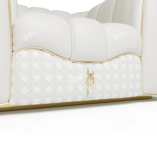 Luxurious Quilted Charactere Armchair 3D model image 9