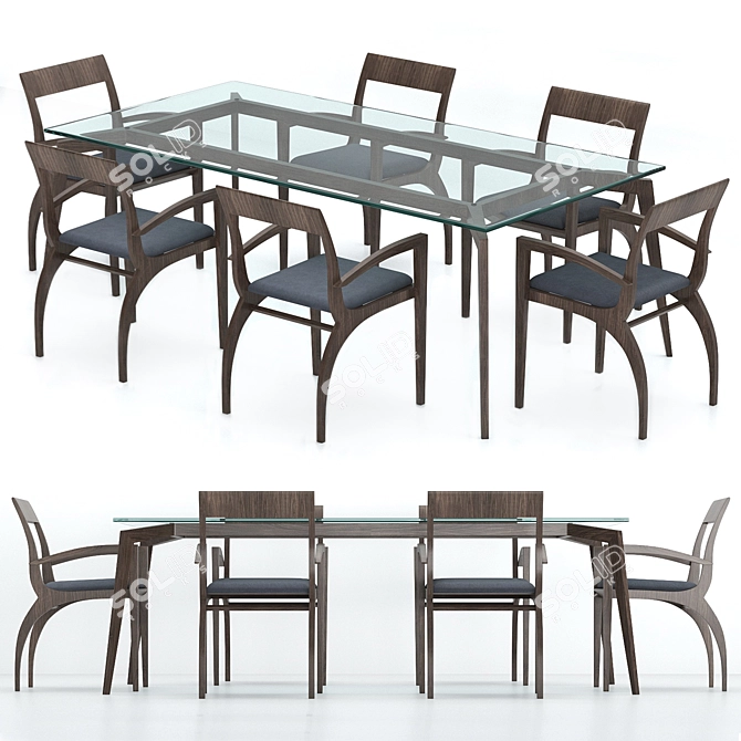 Elegant Thelma Table & Chair 3D model image 1