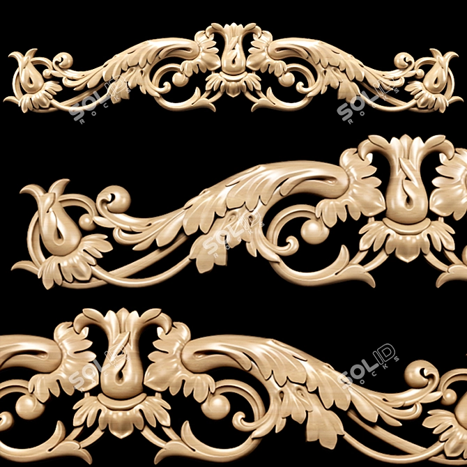 Elegant Baroque Carving for CNC 3D model image 1
