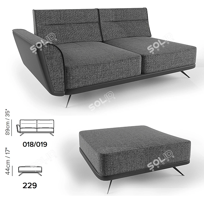 Natuzzi Sublime Sofa: Modern Elegance 3D model image 2