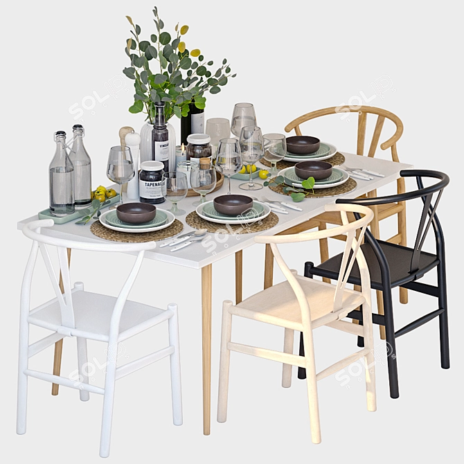 Eucalyptus Table Setting 3D model image 1