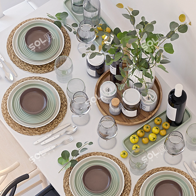 Eucalyptus Table Setting 3D model image 5