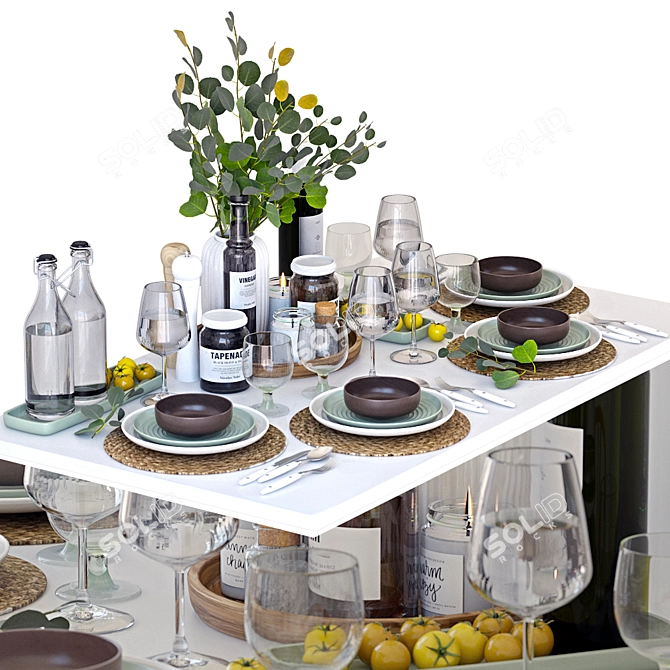 Eucalyptus Table Setting 3D model image 6