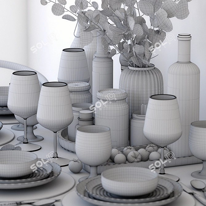 Eucalyptus Table Setting 3D model image 7