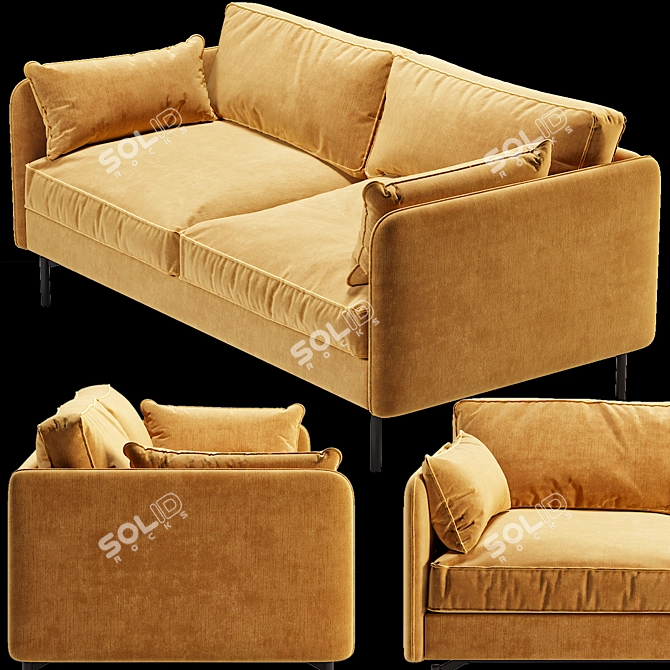 Luxurious Velvet Gold Sofa by Pols Potten 3D model image 2