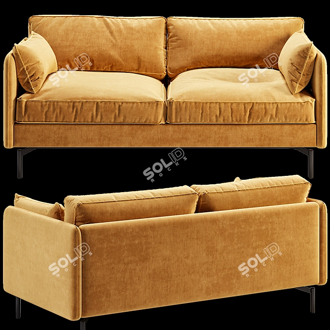 Luxurious Velvet Gold Sofa by Pols Potten 3D model image 3