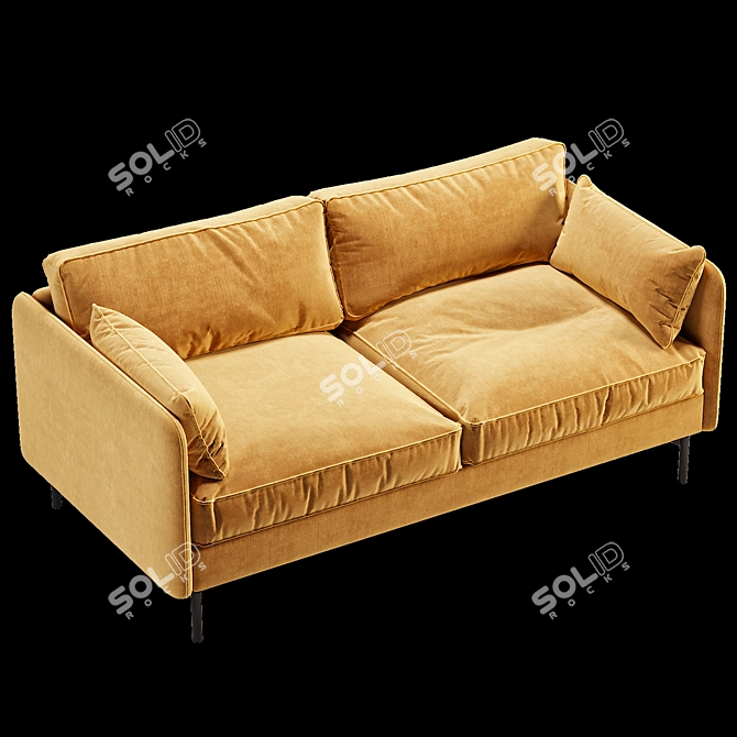 Luxurious Velvet Gold Sofa by Pols Potten 3D model image 4