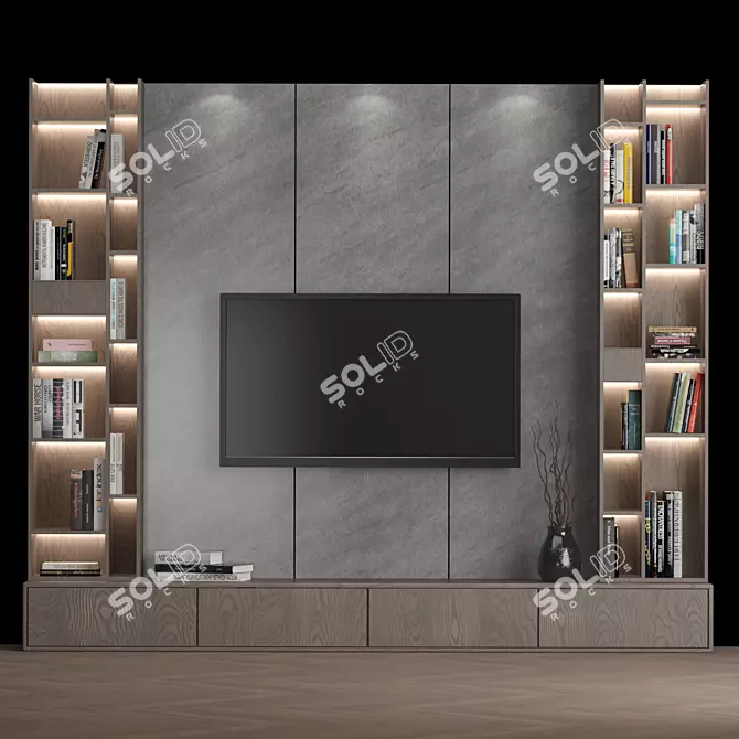 Modern TV Wall Unit: Sleek Design, Easy Installation 3D model image 1