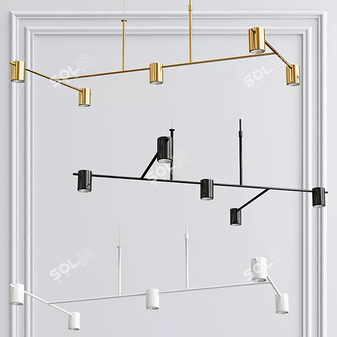 Modern Metal Ceiling Light Fixture 3D model image 1