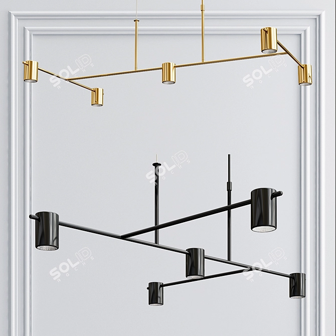 Modern Metal Ceiling Light Fixture 3D model image 4