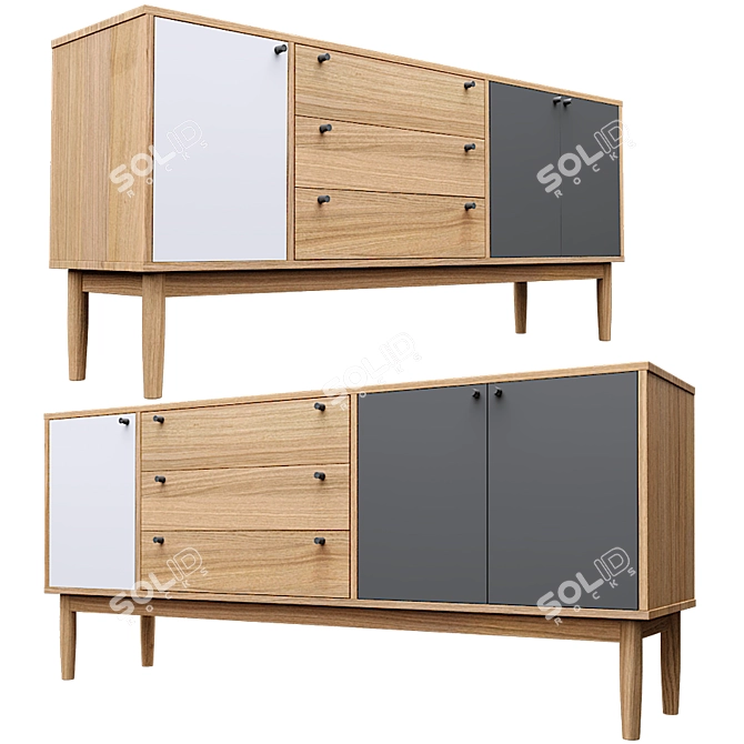 Modern Oak Sideboard: Stylish & Functional 3D model image 1