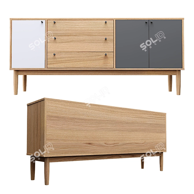 Modern Oak Sideboard: Stylish & Functional 3D model image 2