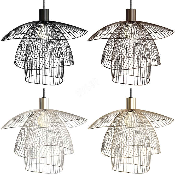 Elegant Wire Mesh Hanging Pendant 3D model image 2