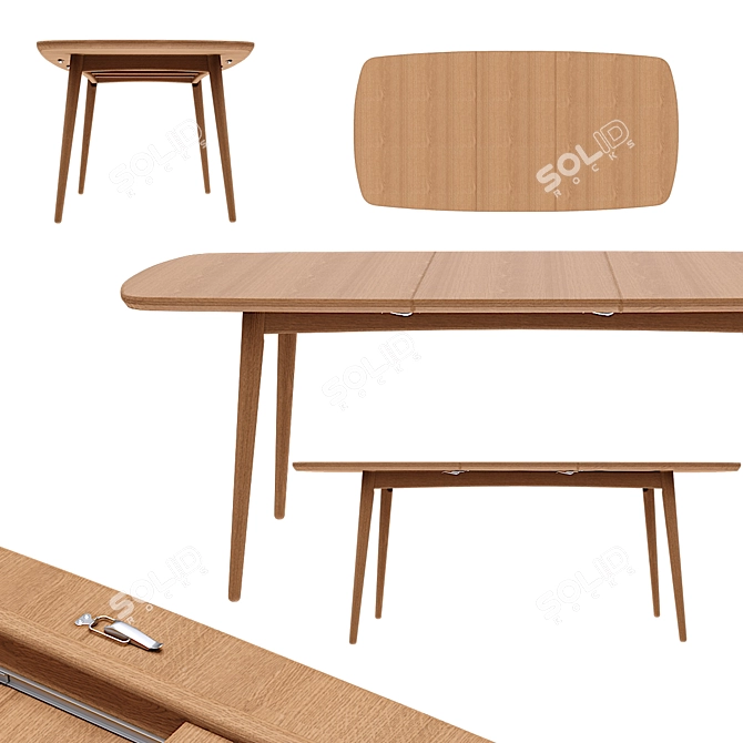 Versatile Extendable Dining Table 3D model image 2