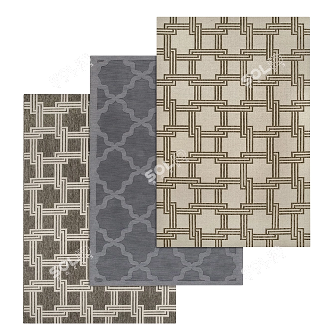 Luxury Carpet Set 3PC | High-Quality Textures 3D model image 1