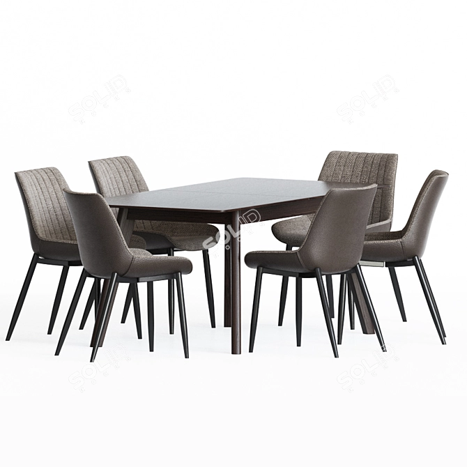 Modern Gray Dining Set 3D model image 3