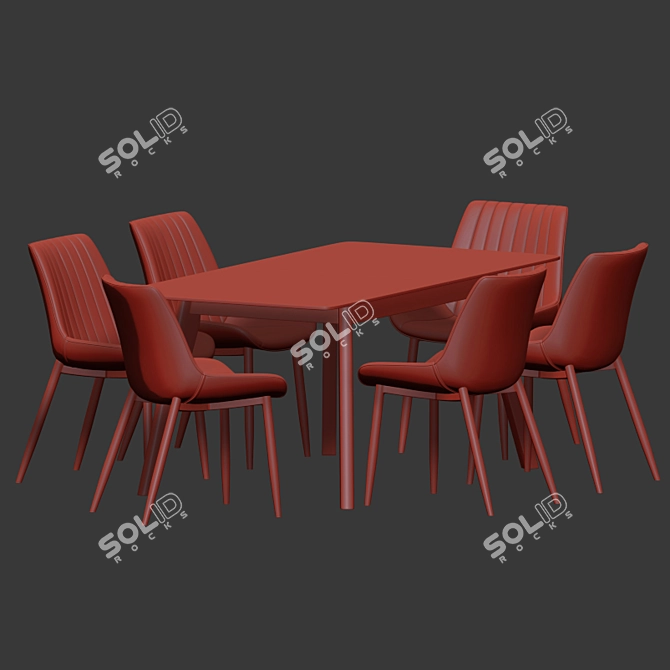 Modern Gray Dining Set 3D model image 4