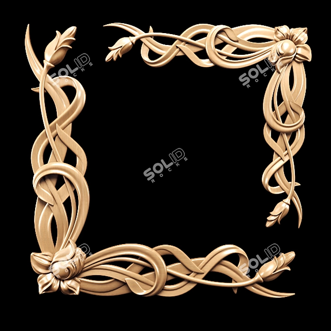 Elegant Art Nouveau Carving 3D model image 2