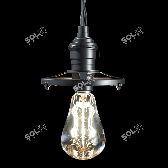 Glamorous Black & Bronze Pendant Light 3D model image 2