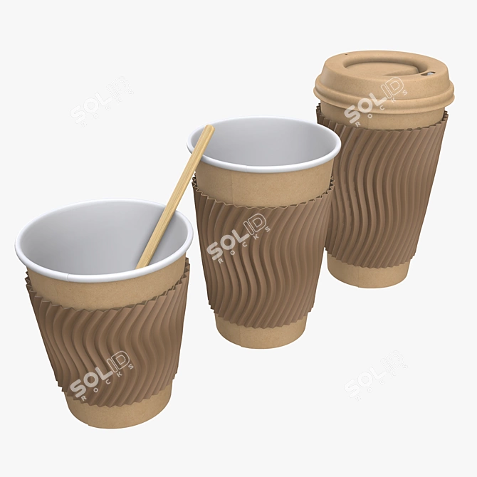 Biodegradable Coffee Cup Lid & Heat Damper 3D model image 1