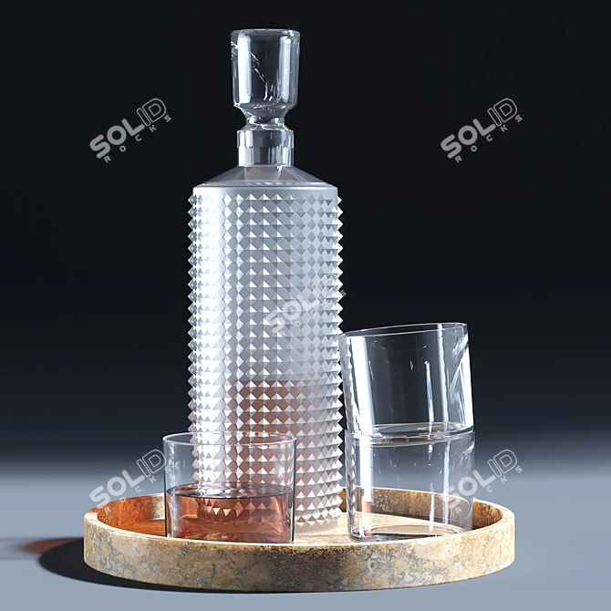 Sleek Stud Decanter Set 3D model image 2