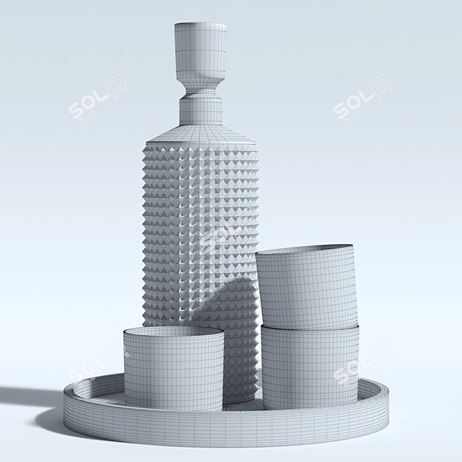 Sleek Stud Decanter Set 3D model image 3