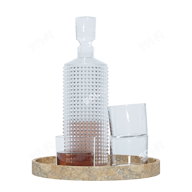 Sleek Stud Decanter Set 3D model image 4