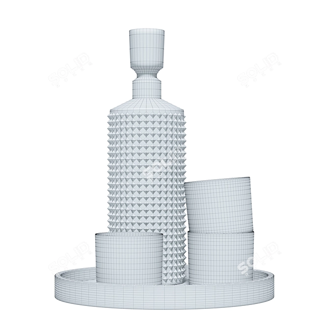 Sleek Stud Decanter Set 3D model image 5