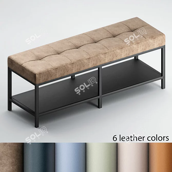 Elegant Leather Bench Seat 3D model image 1