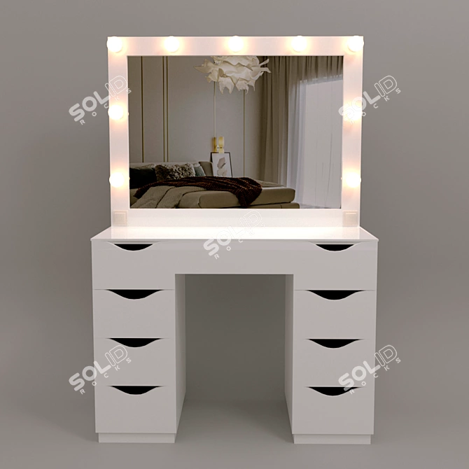 Roofix Vanity Table: Modern Design with Adjustable Mirror 3D model image 1