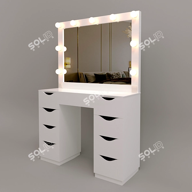 Roofix Vanity Table: Modern Design with Adjustable Mirror 3D model image 2