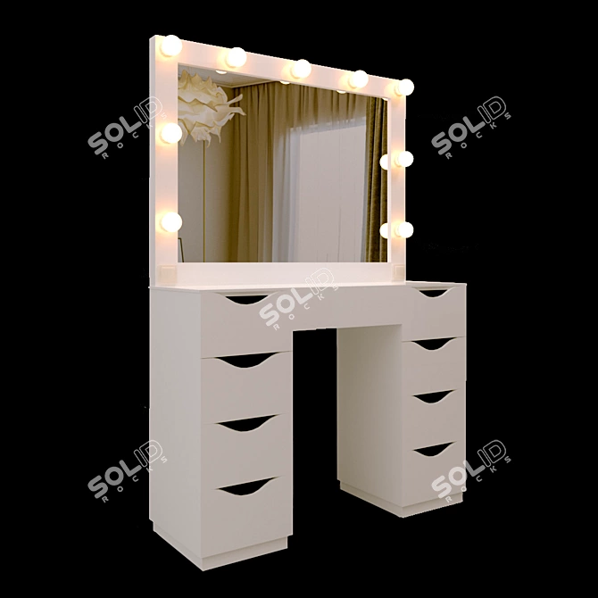 Roofix Vanity Table: Modern Design with Adjustable Mirror 3D model image 4