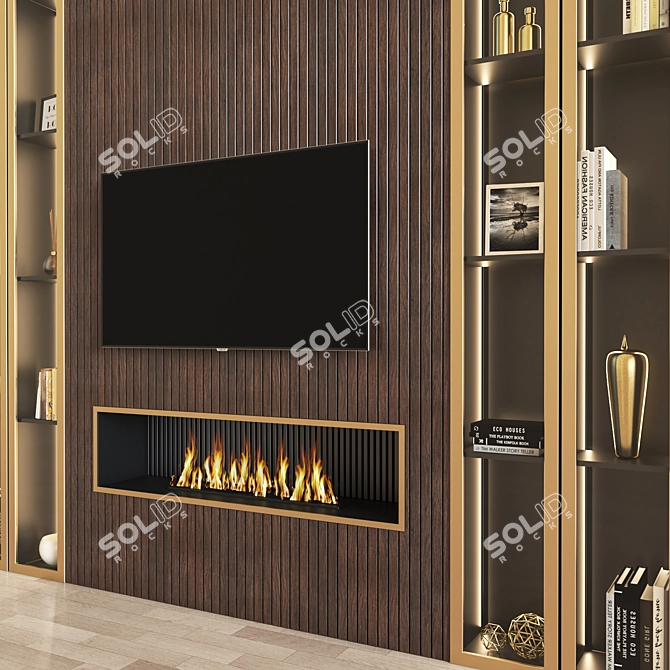 Elegant Wall-mounted TV Stand 3D model image 1