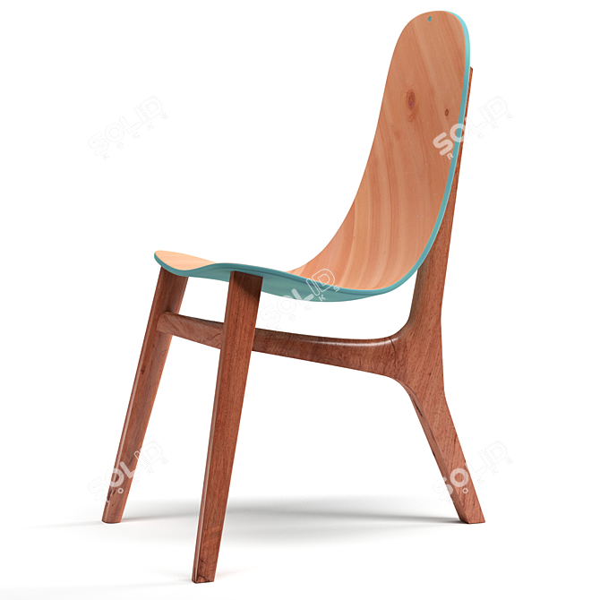 Modern Blue and Green Wooden Chair 3D model image 2