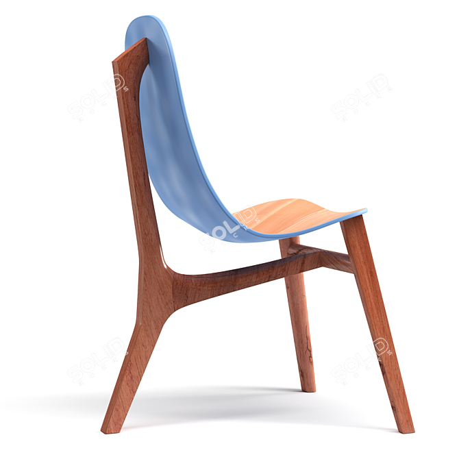Modern Blue and Green Wooden Chair 3D model image 3