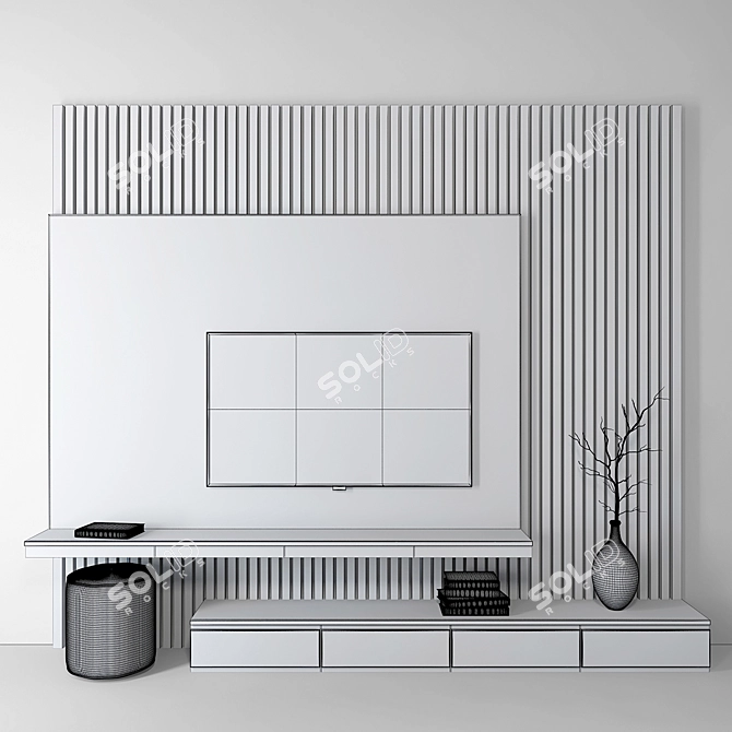 Modern TV Wall Set 3D model image 2