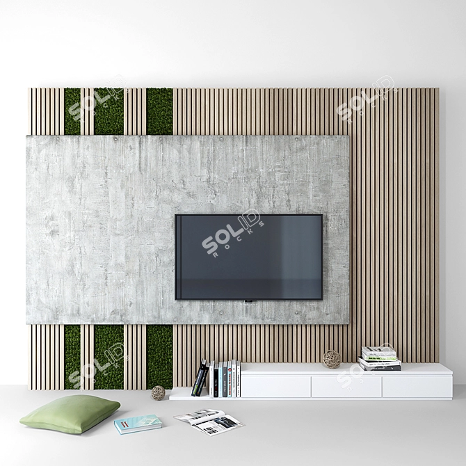 Modern TV Wall Set 3D 3D model image 1