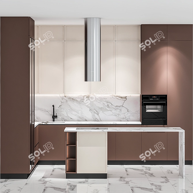 Sleek Modern Kitchen Model 3D model image 1