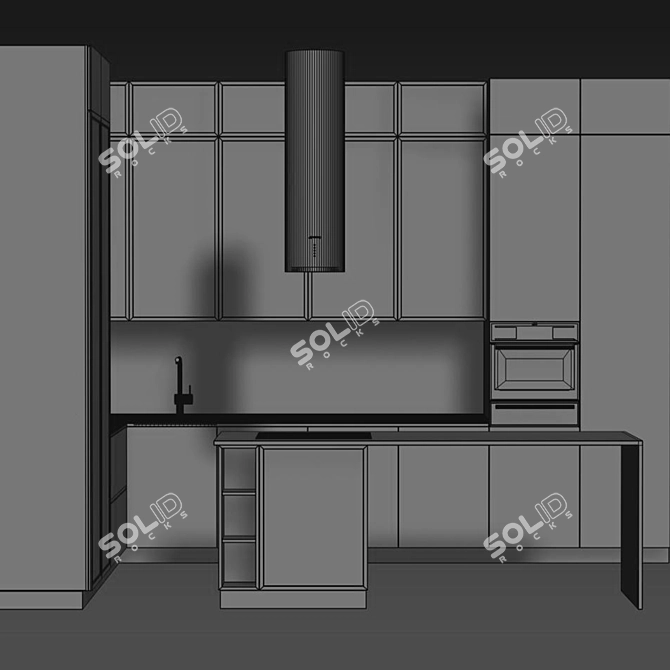 Sleek Modern Kitchen Model 3D model image 4