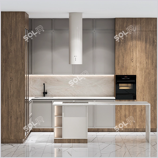 Modern Kitchen Model | High Quality 3D Design 3D model image 1