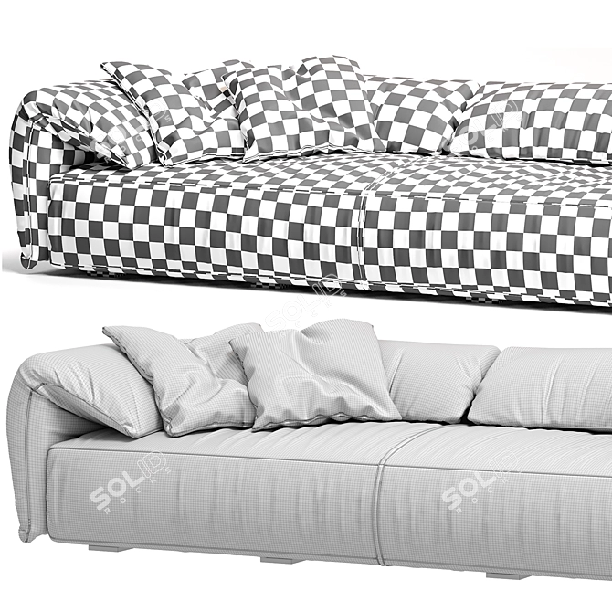 Elegant Casablanca Sofa: 70x120x300cm 3D model image 3