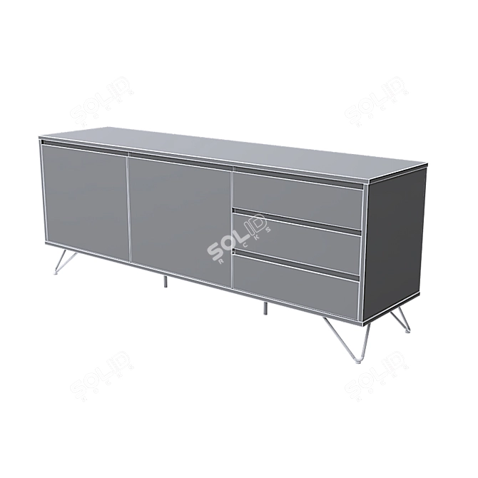 Elegant Charcoal Brass Sideboard 3D model image 3