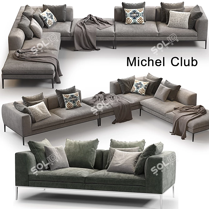 B&B Michel Club Sofa: Modern Elegance for Any Space 3D model image 1