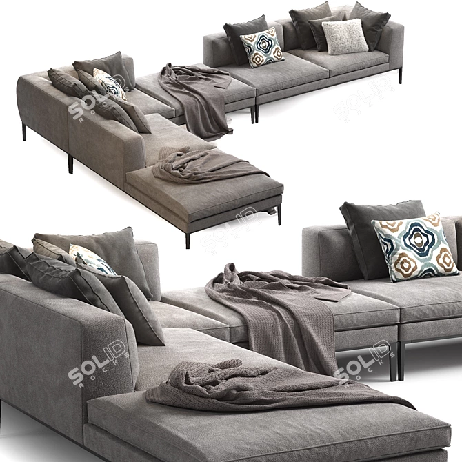 B&B Michel Club Sofa: Modern Elegance for Any Space 3D model image 2